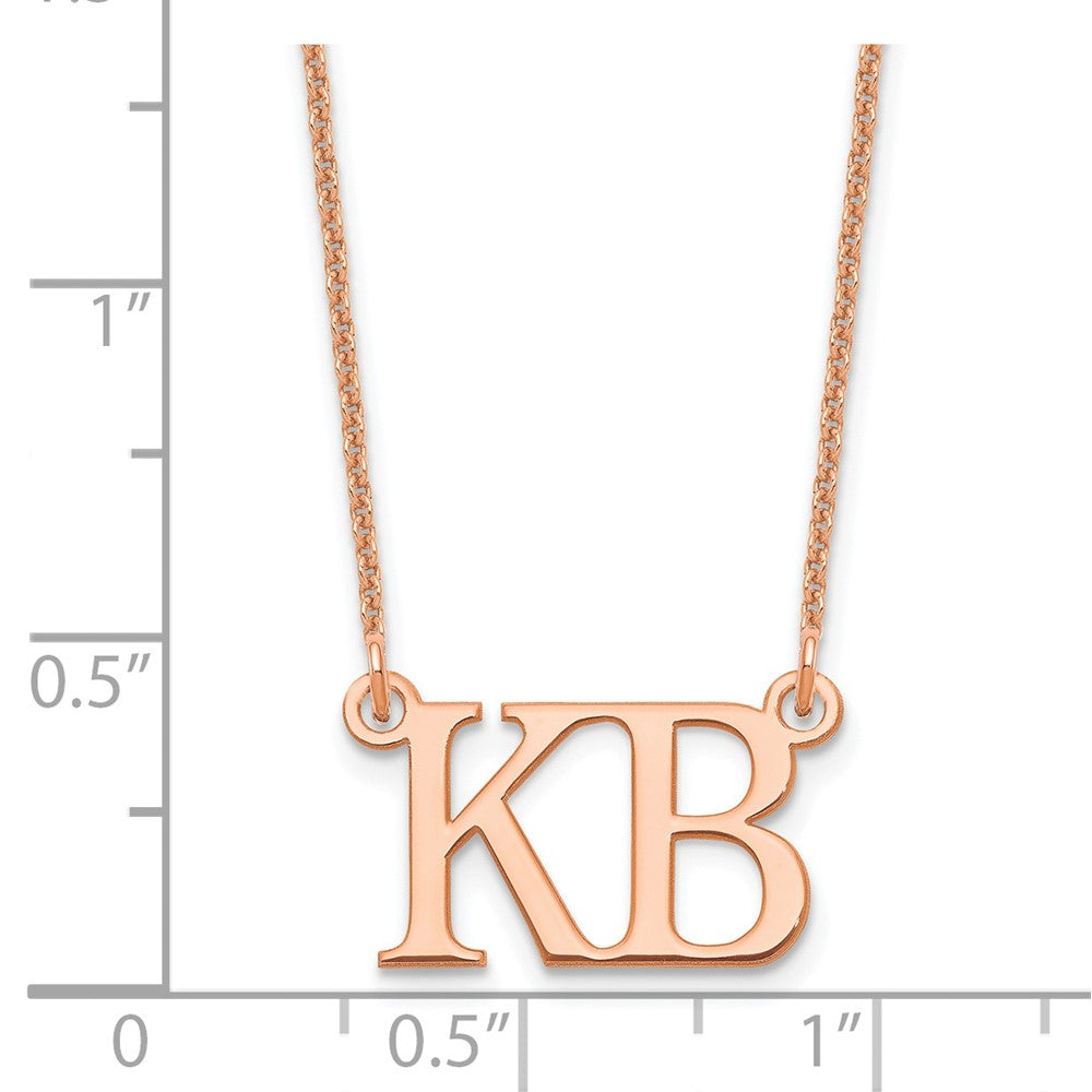 14K Roségold Groß 2 Initiale Halskette