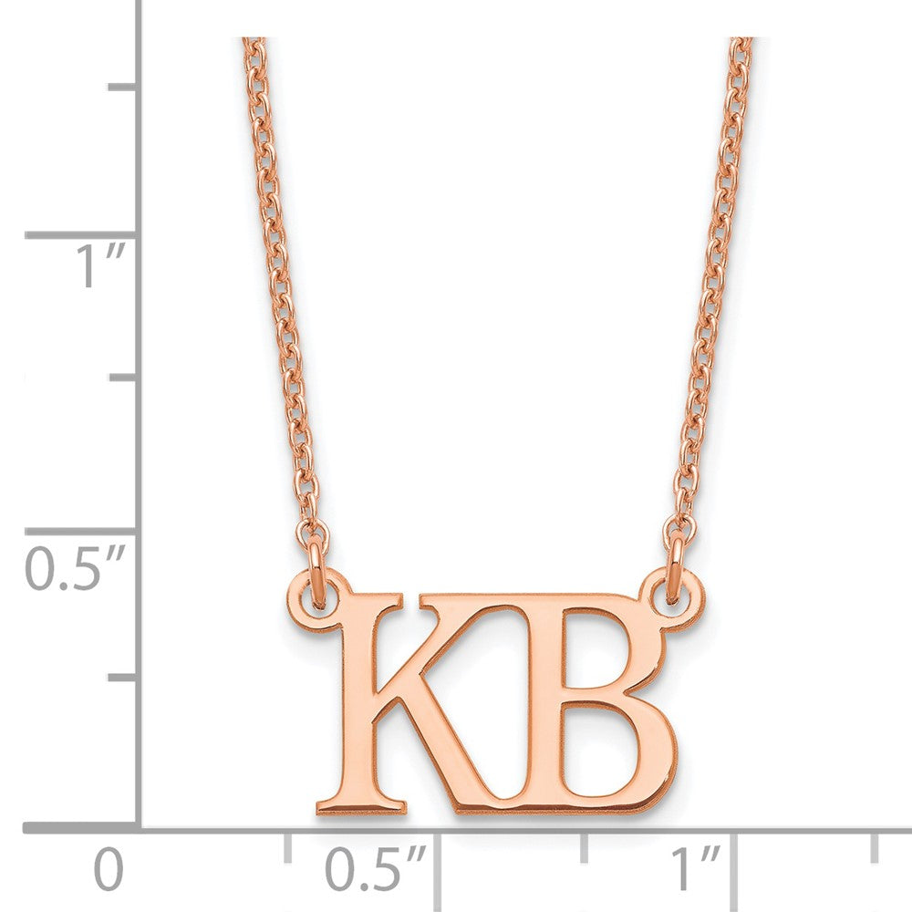 Roségoldbeschichtet Sterlingsilber /rose Groß 2 Initiale Halskette
