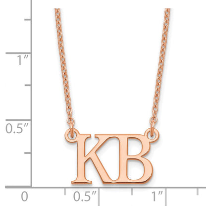Roségoldbeschichtet Sterlingsilber /rose Groß 2 Initiale Halskette