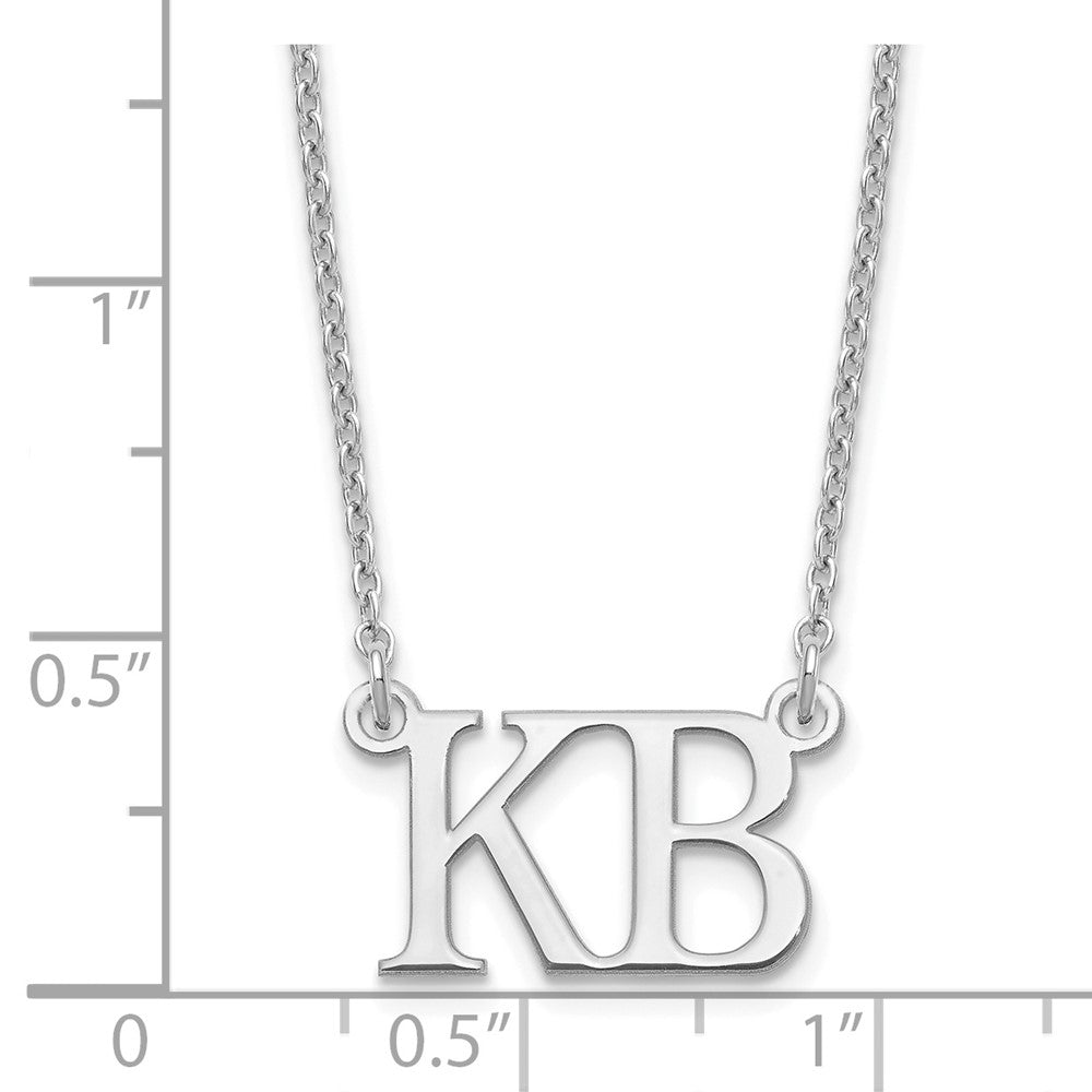 Sterlingsilber Silber/rhodiniert Groß 2 Initiale Halskette
