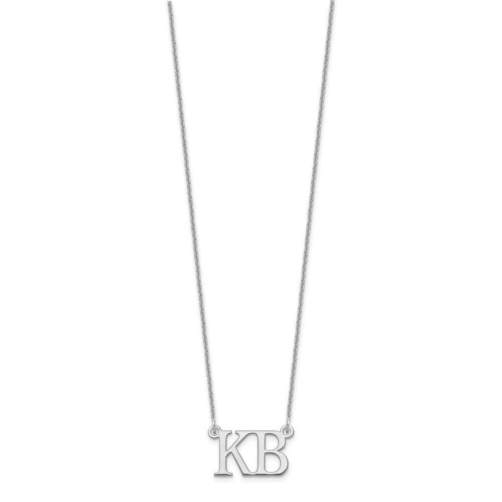 14K Weißgold Groß 2 Initiale Halskette