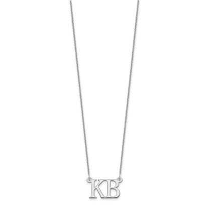14K Weißgold Groß 2 Initiale Halskette