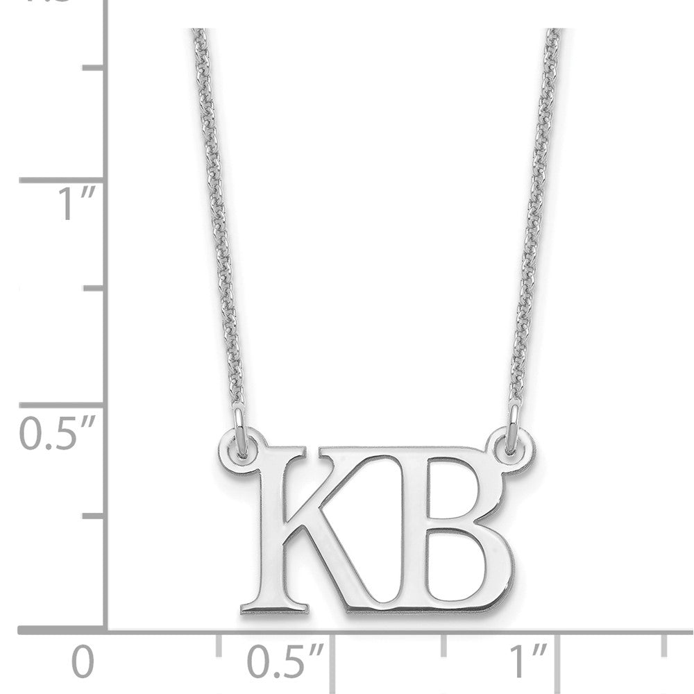 14K Weißgold Groß 2 Initiale Halskette