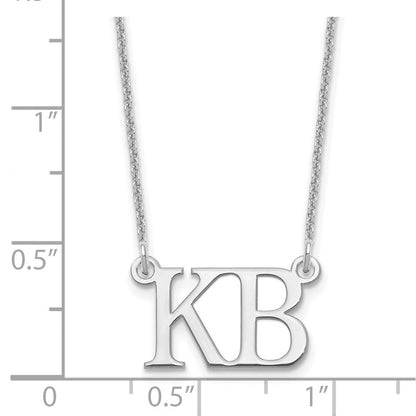 14K Weißgold Groß 2 Initiale Halskette