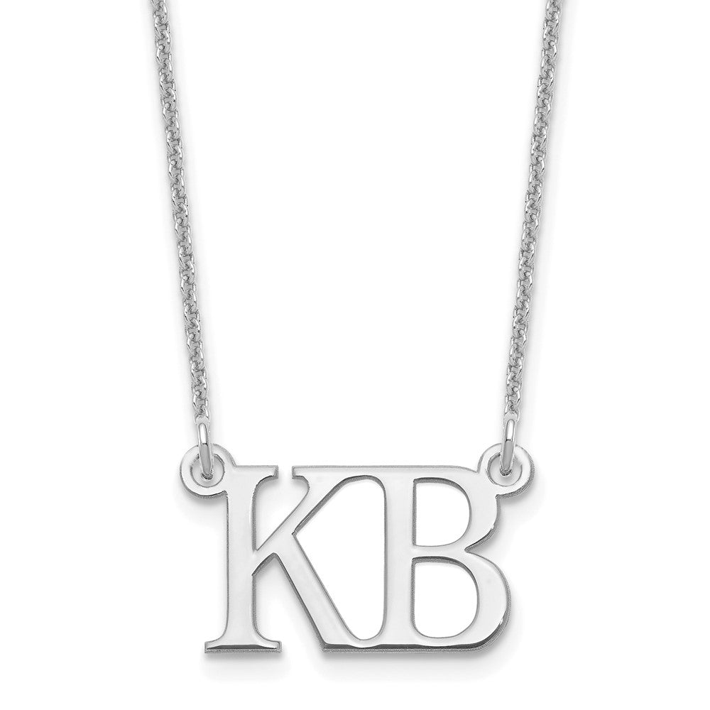 14K Weißgold Groß 2 Initiale Halskette