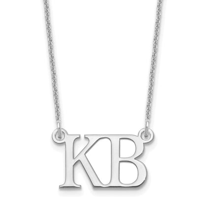 14K Weißgold Groß 2 Initiale Halskette