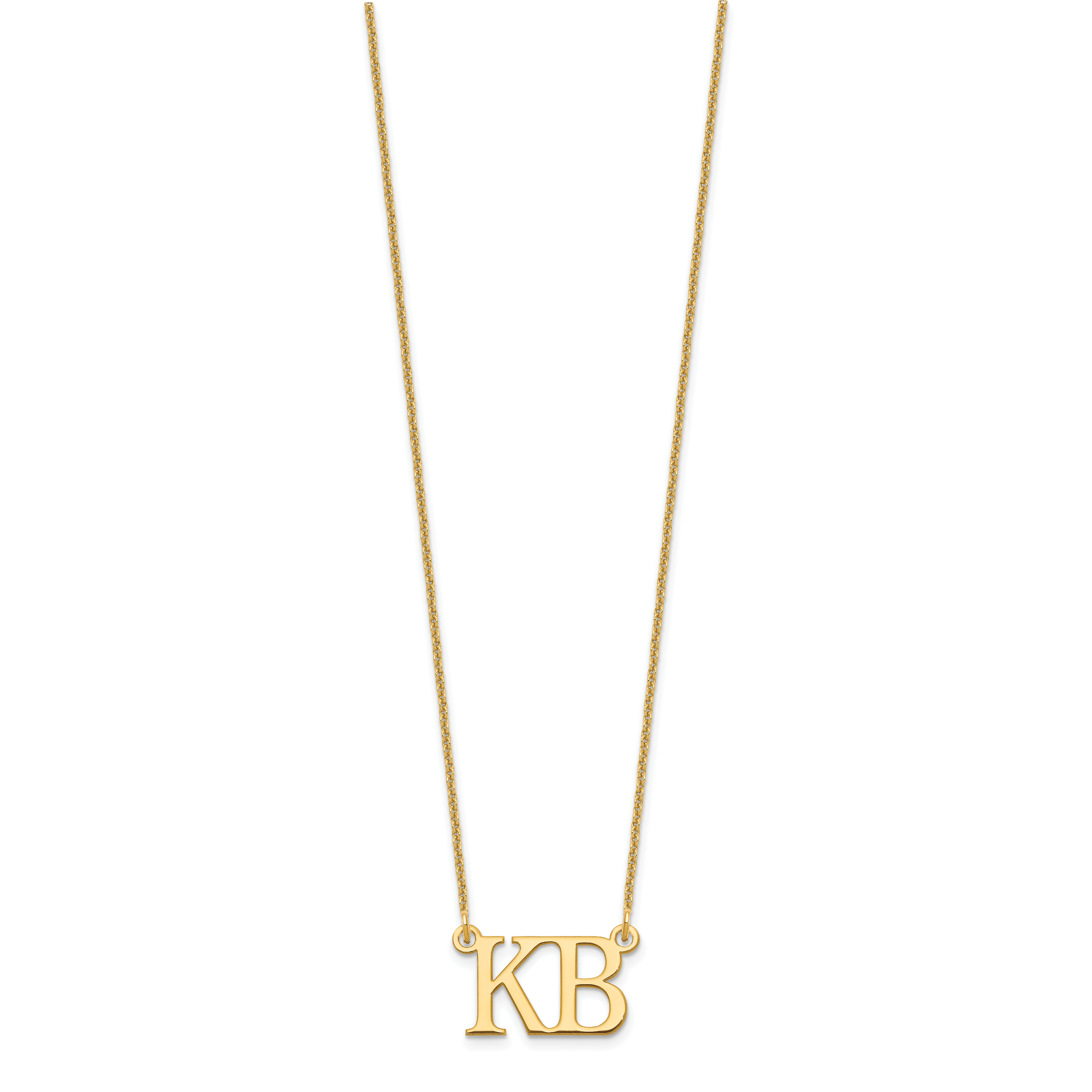 14K Gelbgold Groß 2 Initiale Halskette