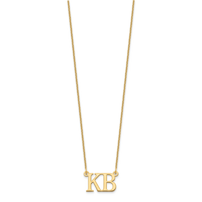 14K Gelbgold Groß 2 Initiale Halskette