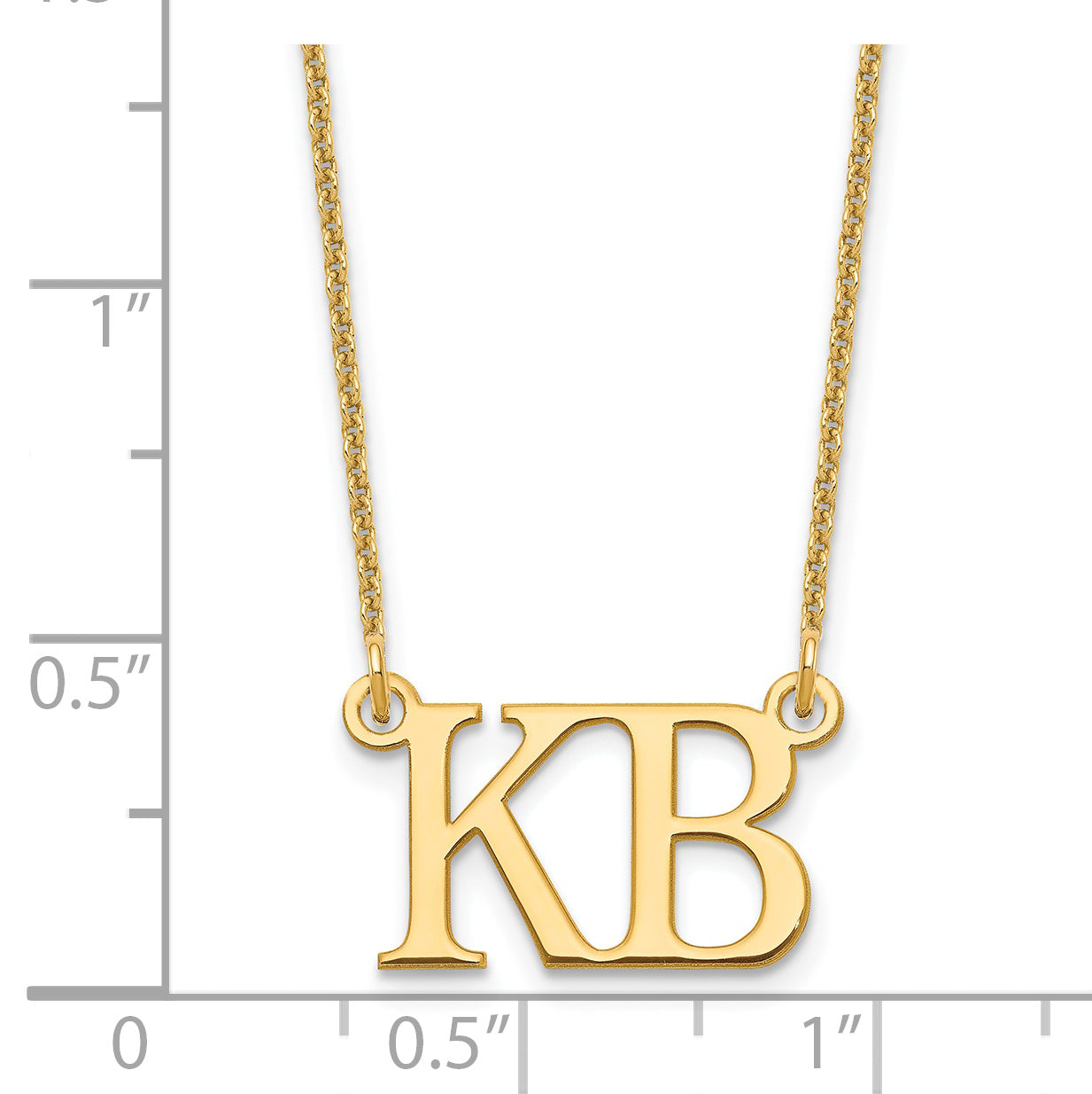 14K Gelbgold Groß 2 Initiale Halskette