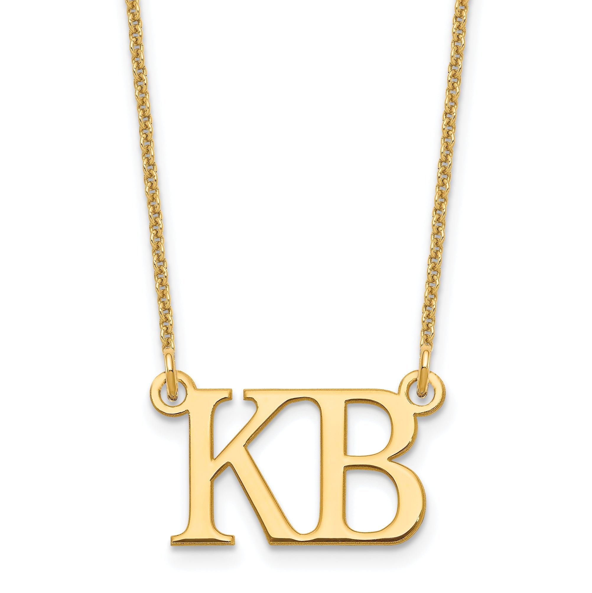 14K Gelbgold Groß 2 Initiale Halskette