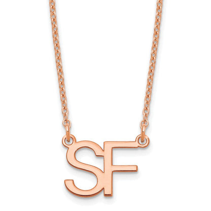 Roségoldbeschichtet Sterlingsilber /rose Groß 2 Initiale Halskette