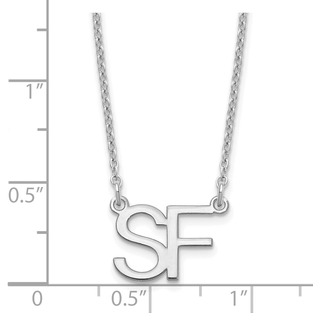 Sterlingsilber Silber/rhodiniert Groß 2 Initiale Halskette