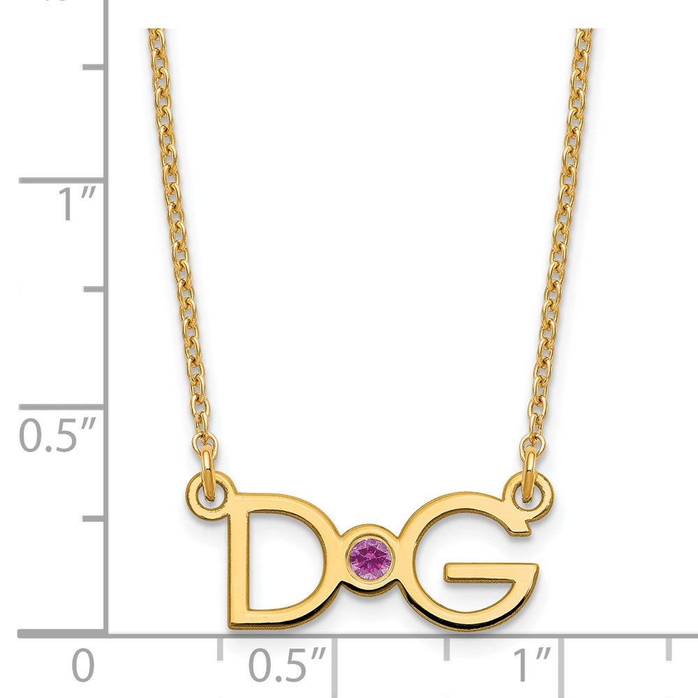 Vergoldet 2 Initials mit 14K Zargenfassung Geburtsstein Halskette
