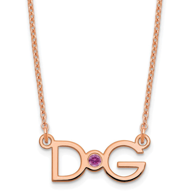 Roségoldbeschichtet 2 Initials 14K Zargenfassung Geburtsstein Halskette