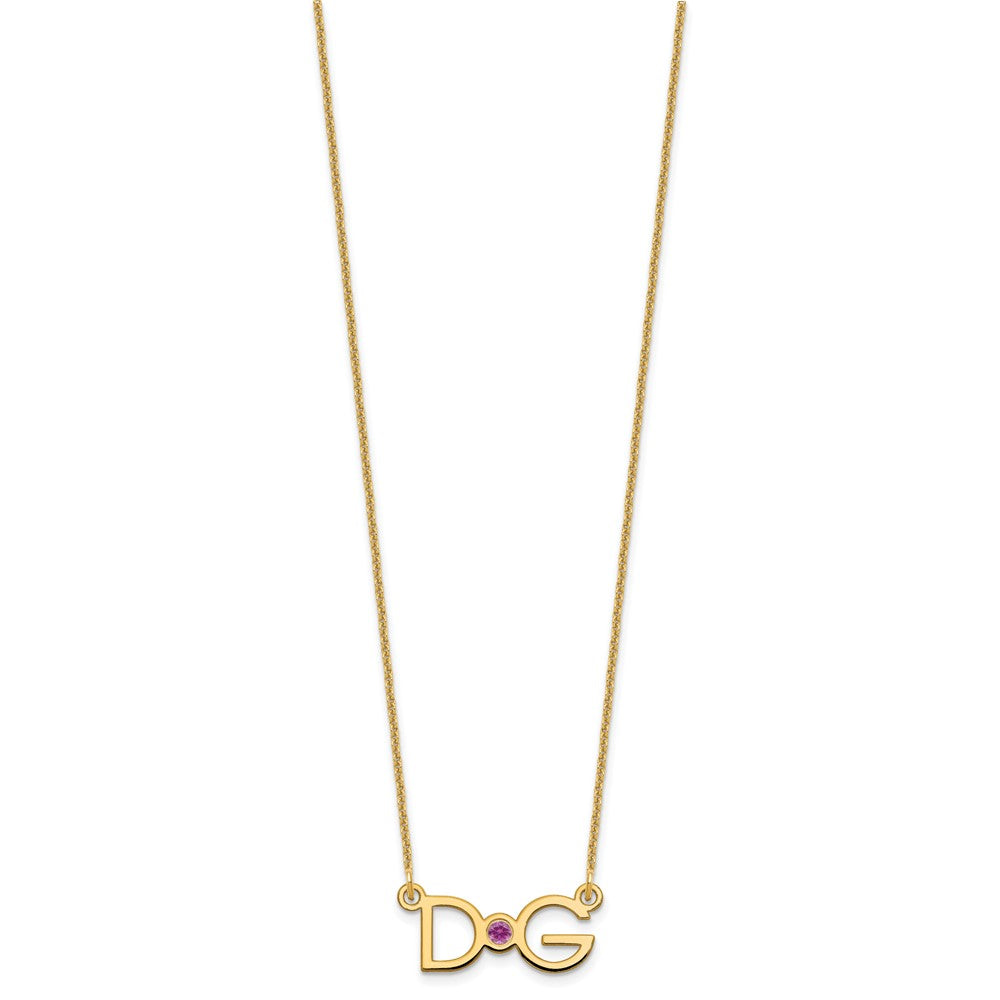 14K Gelbgold Yg 2 Initials 14K/rhodiniert Zargenfassung Geburtsstein Halskette
