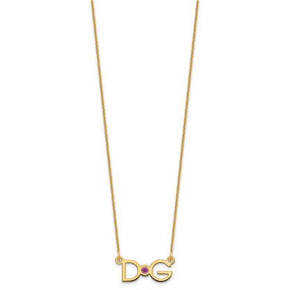 14K Gelbgold Yg 2 Initials 14K/rhodiniert Zargenfassung Geburtsstein Halskette