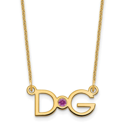 14K Gelbgold Yg 2 Initials 14K/rhodiniert Zargenfassung Geburtsstein Halskette