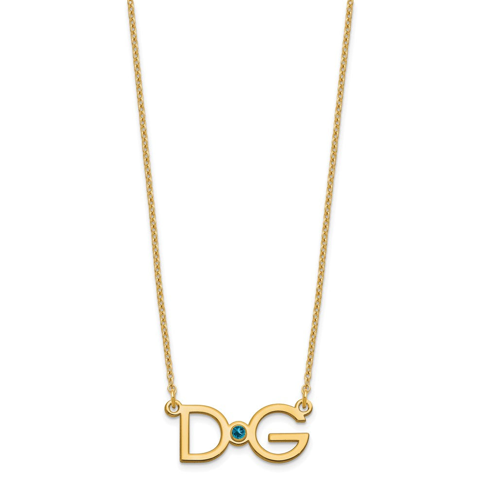 Vergoldet Sterlingsilber /gold Groß 2 Initiale mit Geburtsstein Halskette