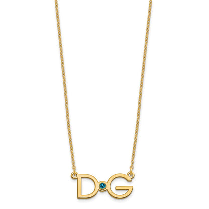 Vergoldet Sterlingsilber /gold Groß 2 Initiale mit Geburtsstein Halskette