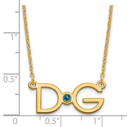 Vergoldet Sterlingsilber /gold Groß 2 Initiale mit Geburtsstein Halskette