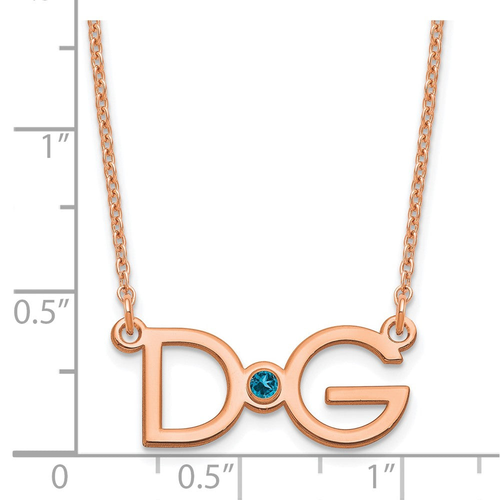 Roségoldbeschichtet Sterlingsilber /rose Groß 2 Initiale mit Geburtsstein Halskette