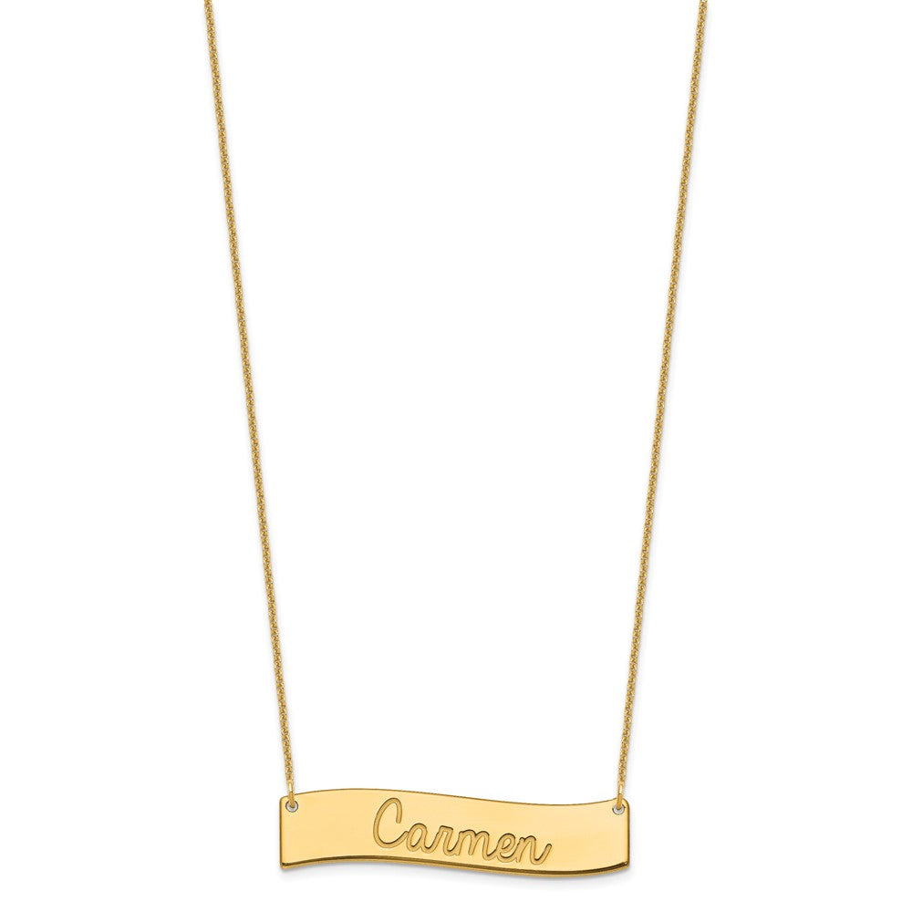 14K Gelbgold Mittel Immer in My Herz Gebogen Stab Halskette