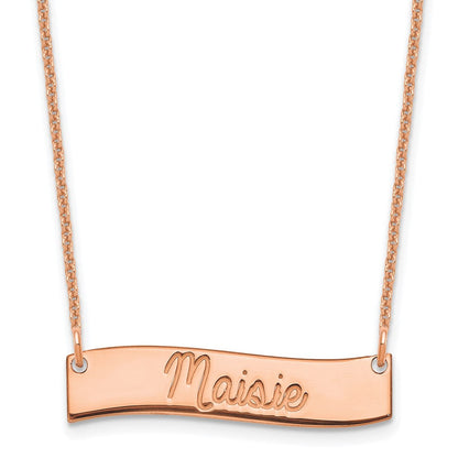 14K Roségold Klein Immer in My Herz Gebogen Stab Halskette