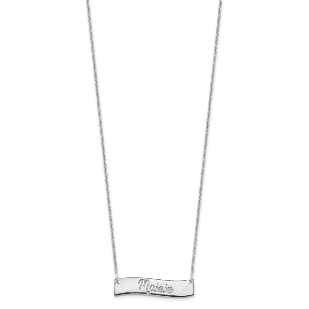 14K Weißgold Klein Immer in My Herz Gebogen Stab Halskette