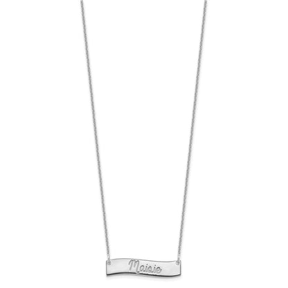 14K Weißgold Klein Immer in My Herz Gebogen Stab Halskette