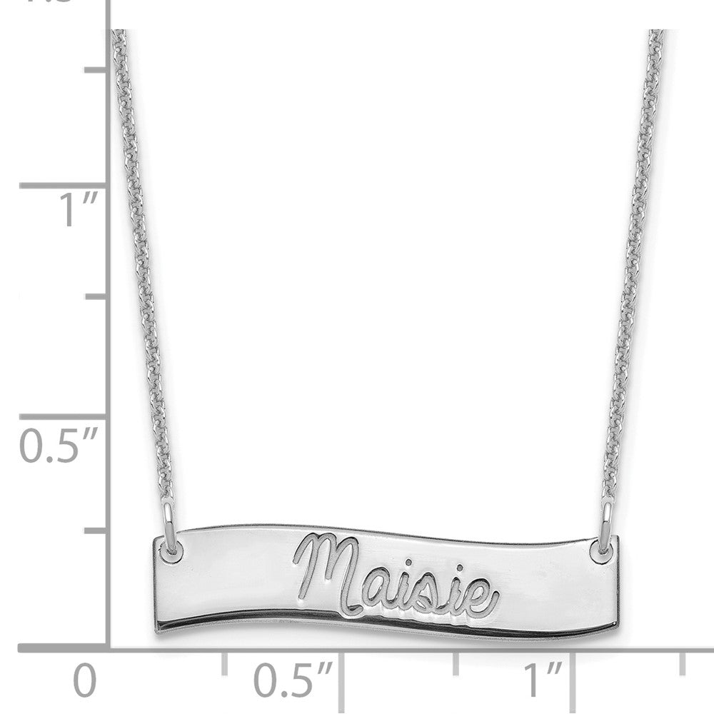 14K Weißgold Klein Immer in My Herz Gebogen Stab Halskette
