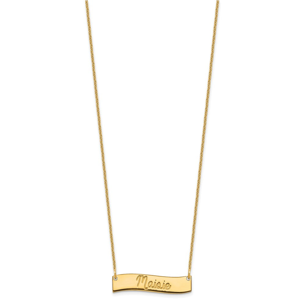 14K Gelbgold Klein Immer in My Herz Gebogen Stab Halskette
