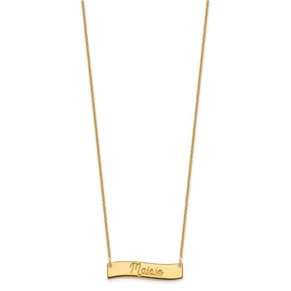 14K Gelbgold Klein Immer in My Herz Gebogen Stab Halskette