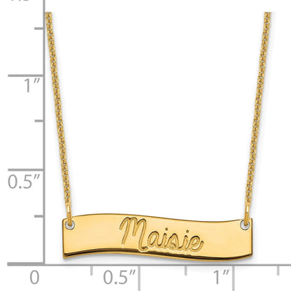 14K Gelbgold Klein Immer in My Herz Gebogen Stab Halskette