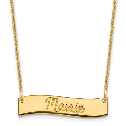14K Gelbgold Klein Immer in My Herz Gebogen Stab Halskette