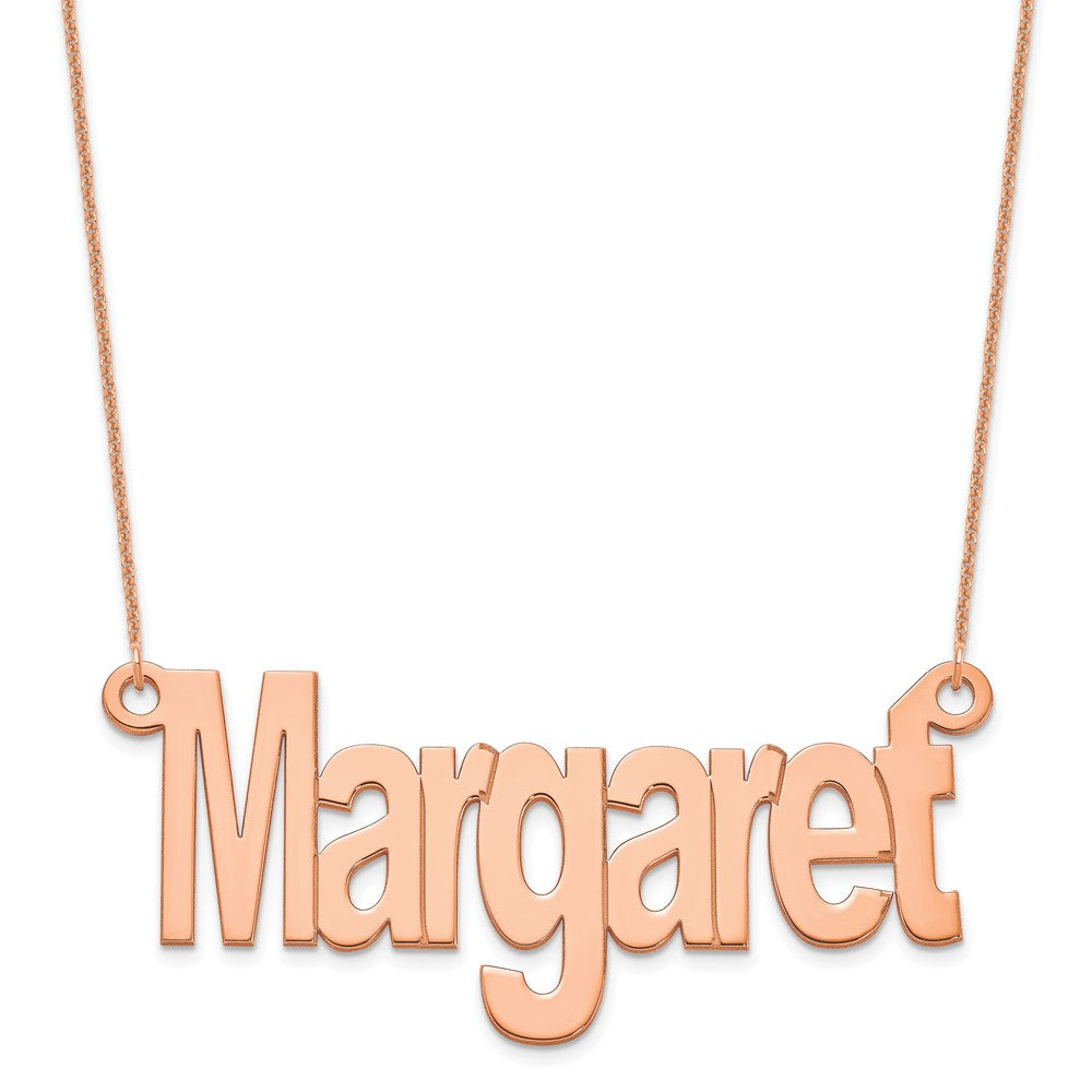 14K Roségold Groß Name Platte Halskette