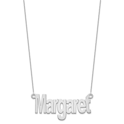 14K Weißgold Groß Name Platte Halskette