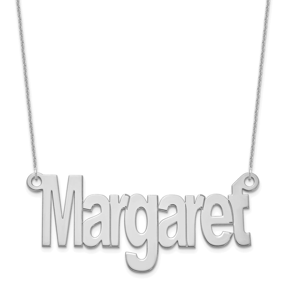 14K Weißgold Groß Name Platte Halskette