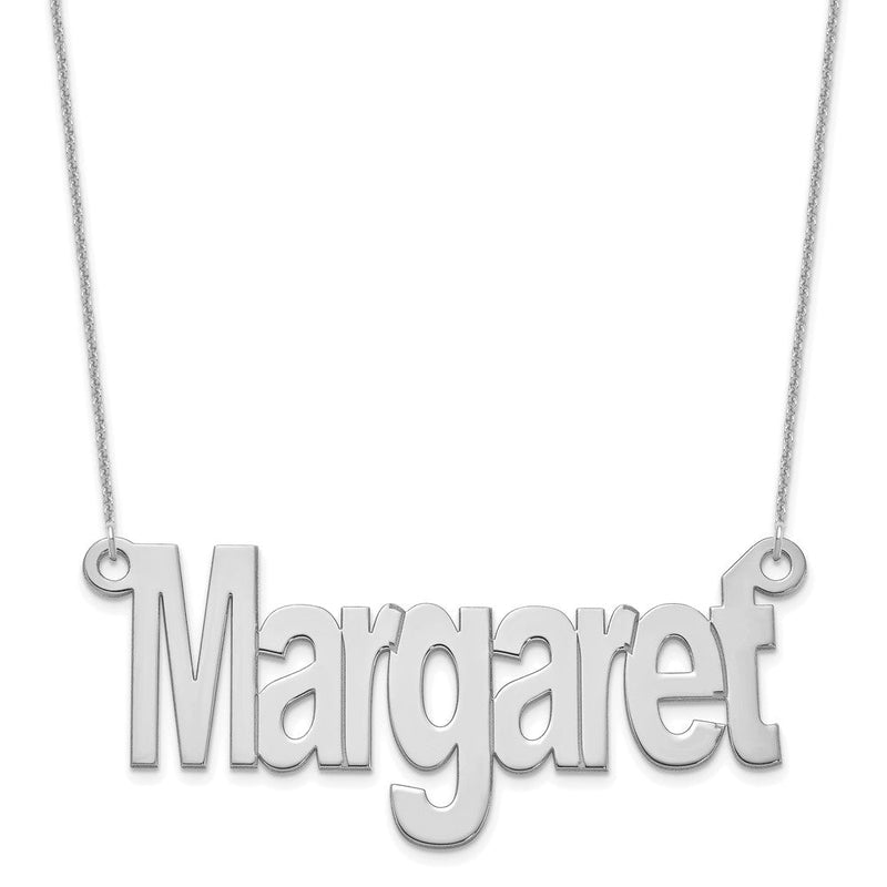 14K Weißgold Groß Name Platte Halskette