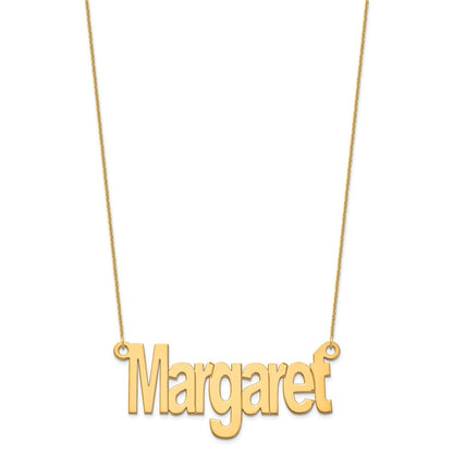 14K Gelbgold Groß Name Platte Halskette