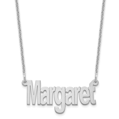 14K Weißgold Klein Name Platte Halskette