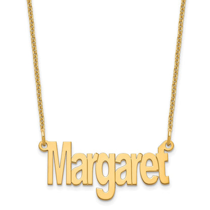 14K Gelbgold Klein Name Platte Halskette
