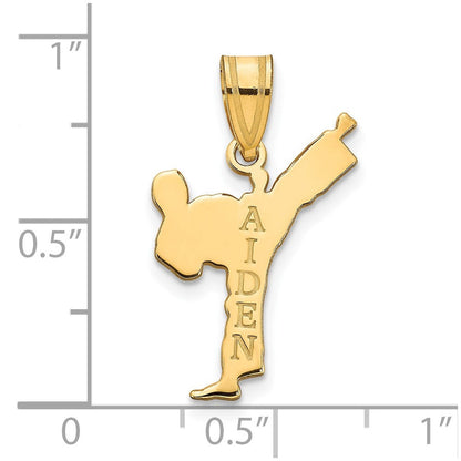 14K Gelbgold Personalisiert Junge Karate Anhänger