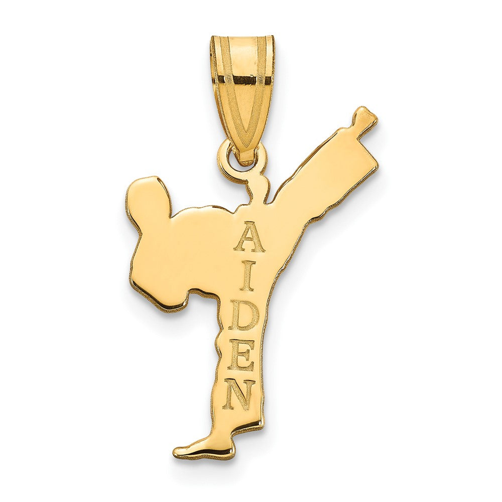 14K Gelbgold Personalisiert Junge Karate Anhänger