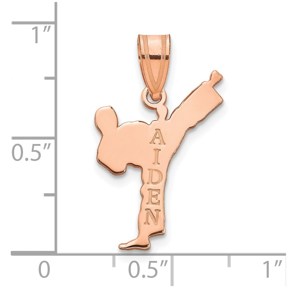 14K Roségold Personalisiert Junge Karate Anhänger