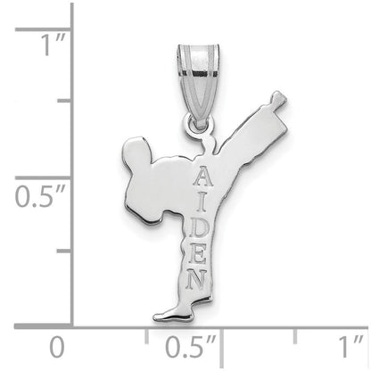Sterlingsilber Silber/rhodiniert Personalisiert Junge Karate Anhänger