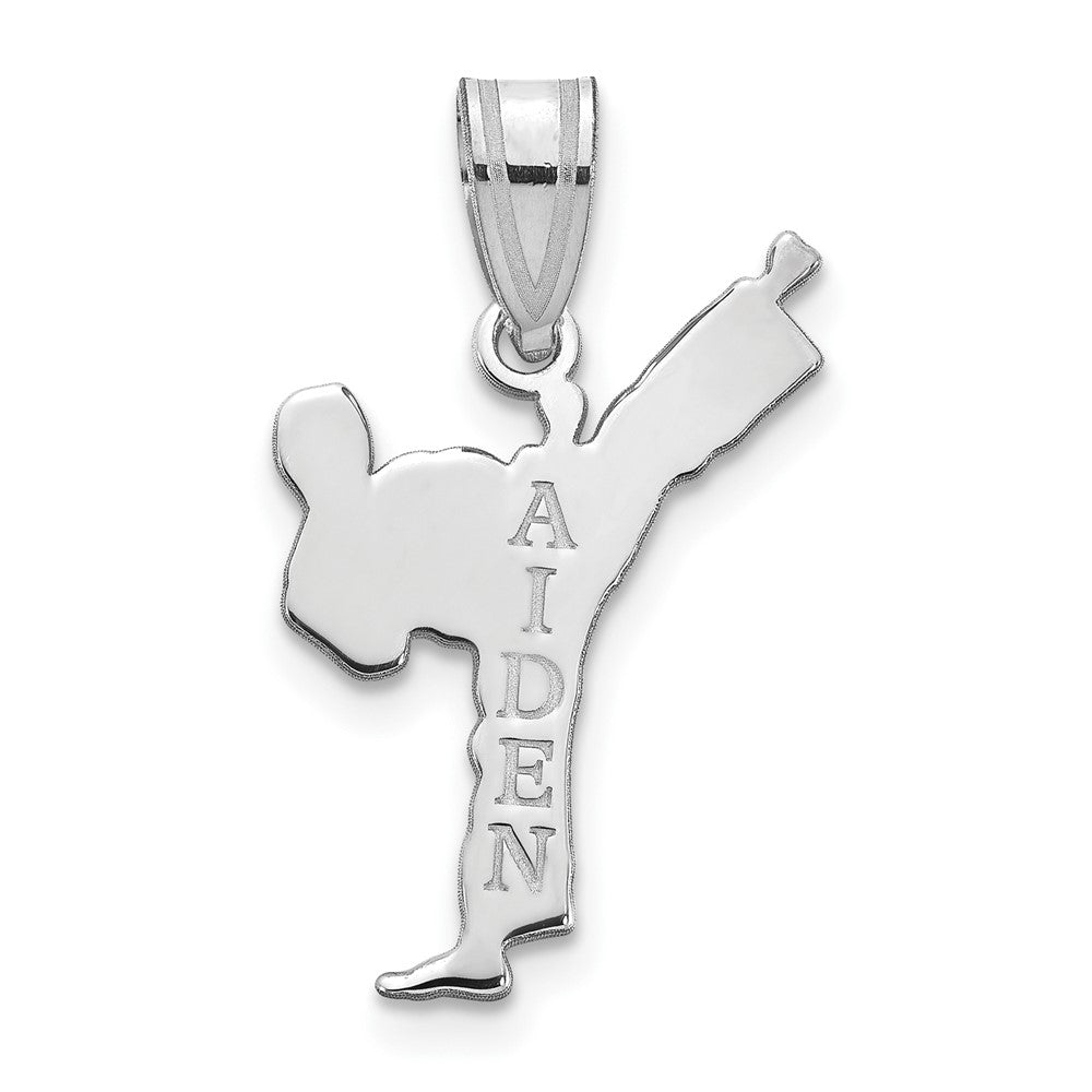 Sterlingsilber Silber/rhodiniert Personalisiert Junge Karate Anhänger
