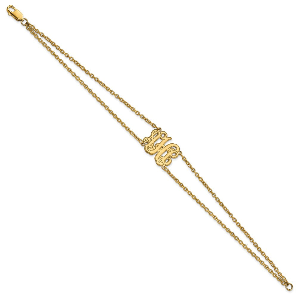 Vergoldet Doppelt Kette Geätzt Monogramm Armband