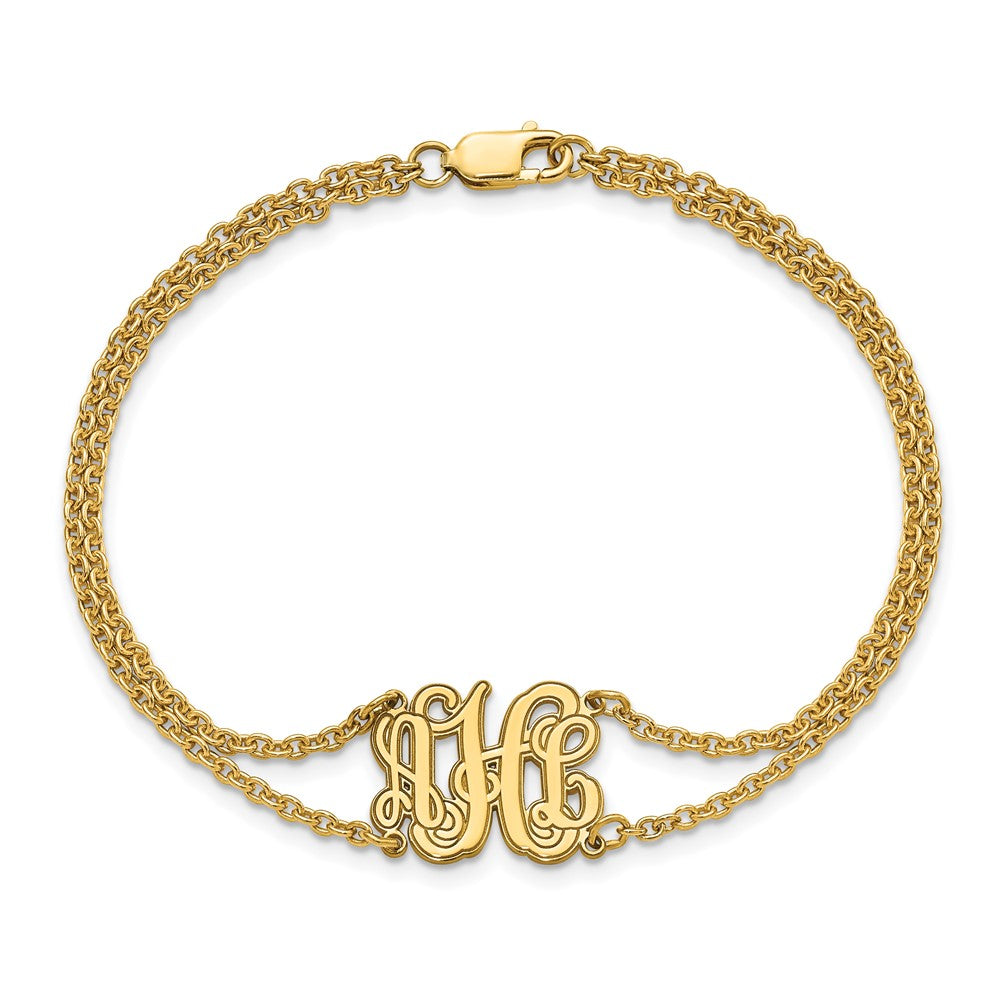 Vergoldet Doppelt Kette Geätzt Monogramm Armband