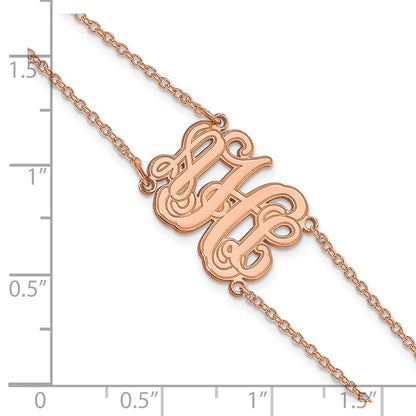 14K Roségold Doppelt Kette Geätzt Monogramm Armband