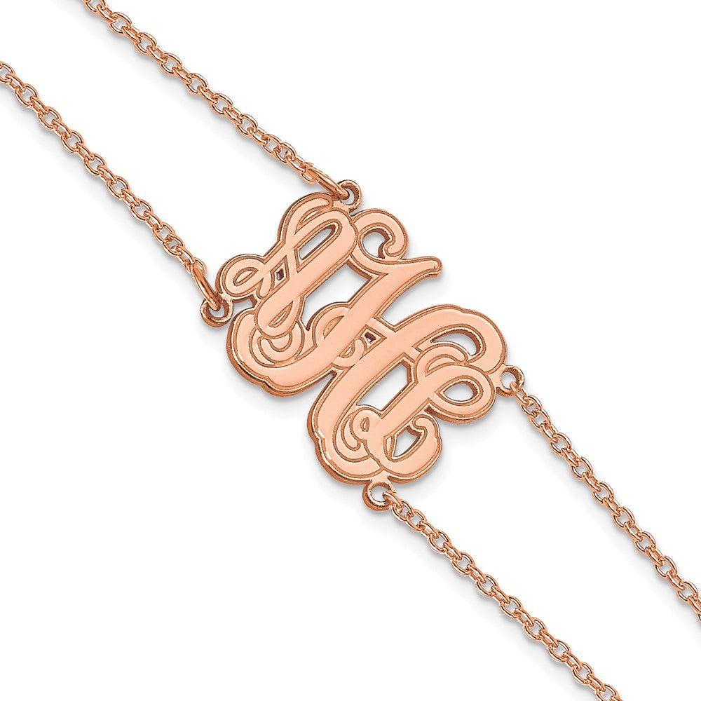 14K Roségold Doppelt Kette Geätzt Monogramm Armband